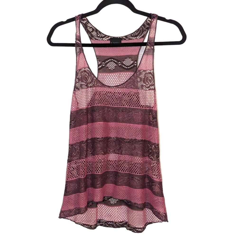 Daytrip Women's Sheer Crochet Tank Top Size S Thin Vacation Summer Cover Up